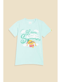 Allen Solly - Boys Sea Green Graphic Print Crew Neck T-shirt