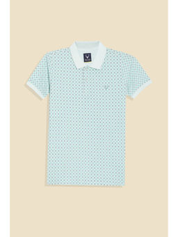 Allen Solly - Boys Green Print Polo Neck T-shirt