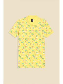 Allen Solly - Boys Yellow Print Polo Neck T-shirt