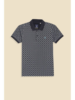Allen Solly - Boys Black Print Polo Neck T-shirt