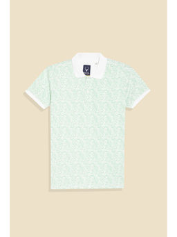 Allen Solly - Boys Green Print Polo Neck T-shirt