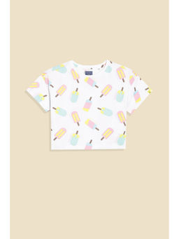 Allen Solly - Girls White Print Casual T-shirt