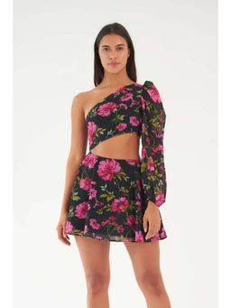 Myclo - Black Printed Regular Dress