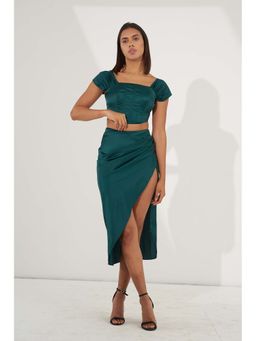 Myclo - Green Solid Regular Top and Skirt (Set of 2)