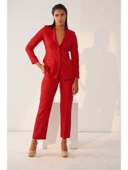 Myclo - Red Solid Regular Blazer and Pant (Set of 2)