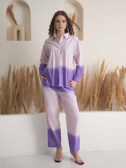 SAY - Purple Ombre Regular Shirt and Pant (Set of 2)