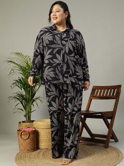 Oxolloxo - Black Printed Regular Shirt and Palazzo (Set of 2)