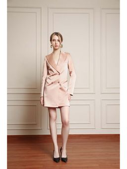 SHEEN COUTURE - Beige Solid Regular Dress