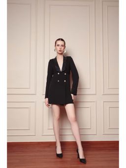 SHEEN COUTURE - Black Solid Regular Dress