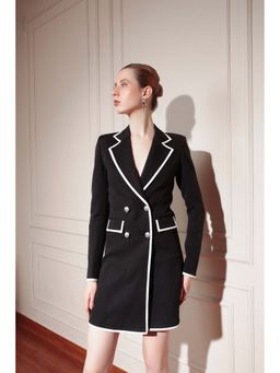 SHEEN COUTURE - Black Solid Regular Dress