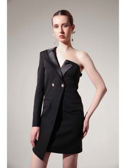 SHEEN COUTURE - Black Solid Regular Dress