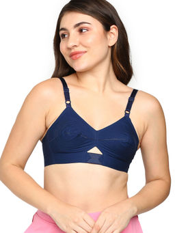 BLOSSOM - Priyasajini Solid Full Coverage Bra Blue
