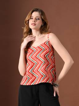 Laado - Womens Multicolor Geometrical Strap Top