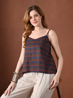 Laado - Women Multicolor Geometrical Strap Top