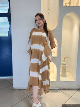 Maaesa - Brown Womens Tie and Dye Casual Rayon Flowy Style Kaftan