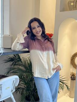 Maaesa - Brown Women Casual Rayon Ombre Relaxed Fit Shirt