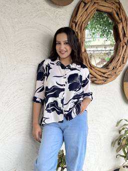 Maaesa - White Women Casual Rayon Printed Regular Fit Shirt