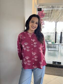 Maaesa - Maroon Women Casual Cotton Printed Regular Fit Shirt