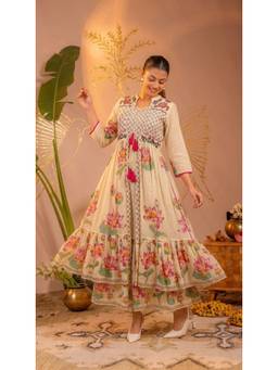 Juniper - Beige Lotus Garden Jacket Dress