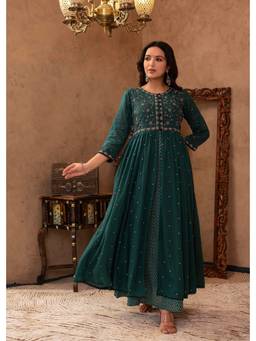 Juniper - Green Floral Embroidered Cotton Dress