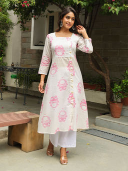 Bud & Tulip - White Pink Lotus Neera Suit (Set of 3)