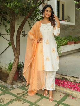 Bud & Tulip - Sujata Stripes Kurta with Pant and Dupatta (Set of 3)