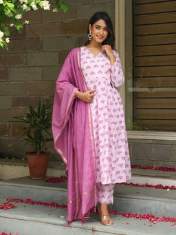 Bud & Tulip - Bhavya Pink Kurta with Pant and Dupatta (Set of 3)