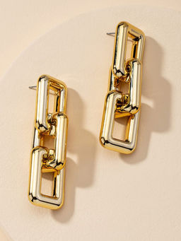 OOMPH - Gold Tone Chunky Square Link Chain Fashion Drop Earrings for Women