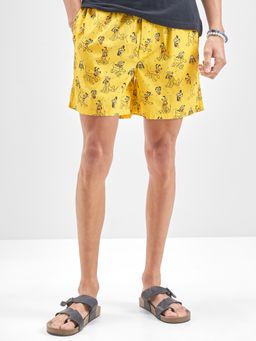 HIGHLANDER - Disney Pluto Men Yellow Printed Mid Rise Cotton Boxer