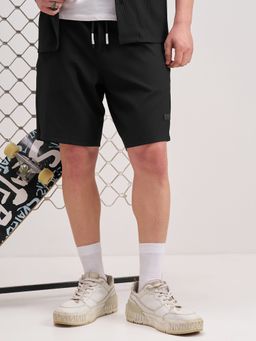 HIGHLANDER - Men Black Relaxed Fit Textured Knit Shorts