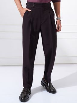 HIGHLANDER - Men Plum Cavalry Twill Pleated Gurkha Pant