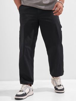 HIGHLANDER - Men Black Solid Relaxed Cargo Jogger