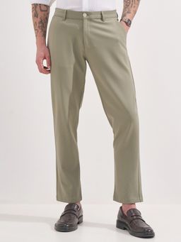 HIGHLANDER - Men Olive 4 Way Lycra Super Stretch Melange Trouser