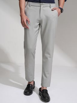 HIGHLANDER - Men Grey 4 Way Lycra Super Stretch Dobby Textured Trouser