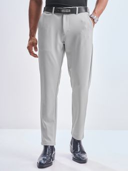 HIGHLANDER - Men Grey Super Stretch Knited Solid Trouser