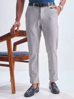 HIGHLANDER - Men Grey Super Stretch Knited Solid Trouser