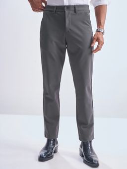 HIGHLANDER - Men Grey Super Stretch Knited Solid Trouser