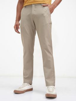HIGHLANDER - Men Beige 4 Way Lycra Super Stretch Dobby Trouser