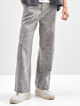 HIGHLANDER - Men Grey Washed Beggy Fit Trouser with Belt