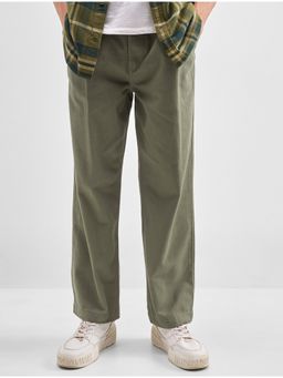 HIGHLANDER - Men Olive Washed Pleated Trouser