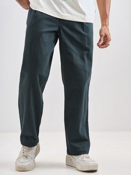 HIGHLANDER - Men Teal Washed Relaxed Pleated Trouser