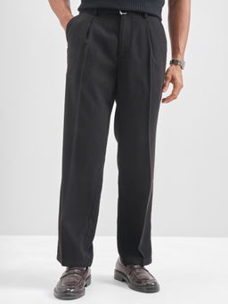 HIGHLANDER - Men Black Solid Relaxed Fit Formal Trouser