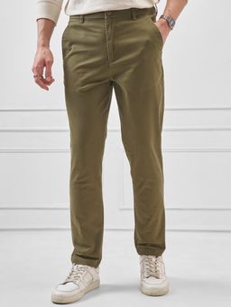 HIGHLANDER - Men Green Solid Slim Fit Trouser