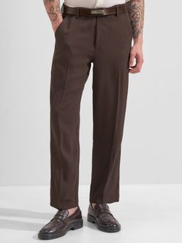 HIGHLANDER - Men Brown Solid Straight Fit Trouser