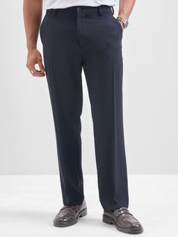 HIGHLANDER - Men Navy Blue Solid Straight Fit Trouser