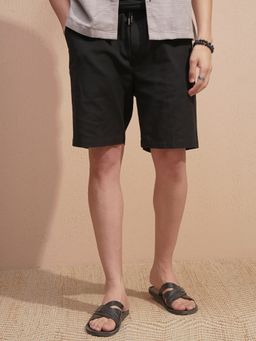HIGHLANDER - Men Black Premium Linen Loose Fit Shorts