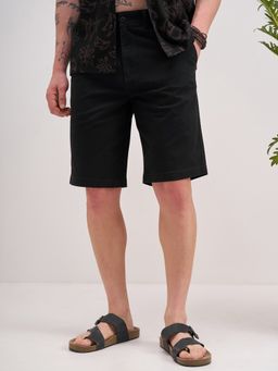 HIGHLANDER - Men Black Solid Chino Slim Shorts