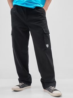 HIGHLANDER - Marvel Captain Am Men Black Loose Fit Cargo