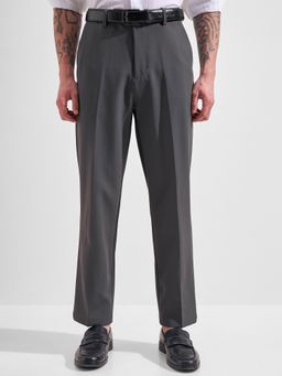 HIGHLANDER - Men Grey Solid Slim Fit Trouser