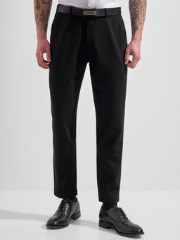 HIGHLANDER - Men Black Solid Slim Fit Mid Rise Trouser